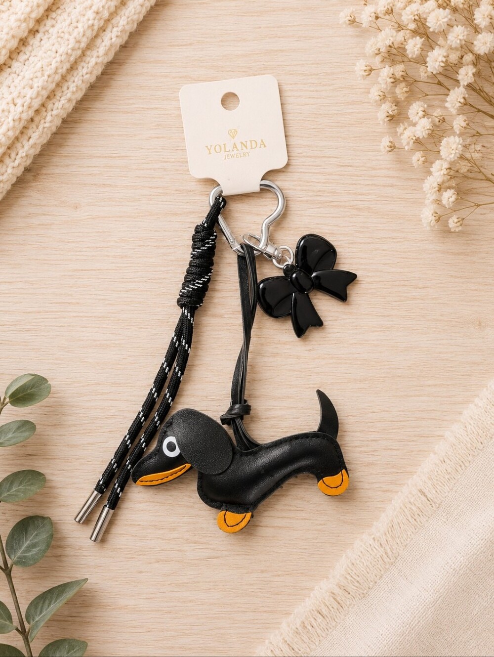 Yolanda Black Dachshund Keychain Charm